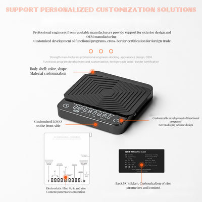 Digitale koffieschaal 2kg/0.1g Aanpasbare grootte Oplaadbare timer ABS Ontwerp voor thee-gereedschap