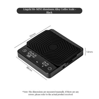 Digitale koffieschaal 2kg/0.1g Aanpasbare grootte Oplaadbare timer ABS Ontwerp voor thee-gereedschap