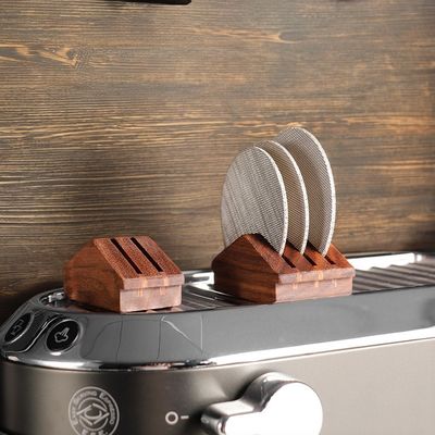 Houten 58 mm Walnut Silicone Steel Screen Thee Filter Holder voor thuis Inclusief melk schuim doos Verpakking