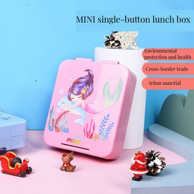 Blauwe dubbel-tier kinderen geïsoleerde school lunch box met voedsel kwaliteit siliconen zegel ring plastic bento accessoires