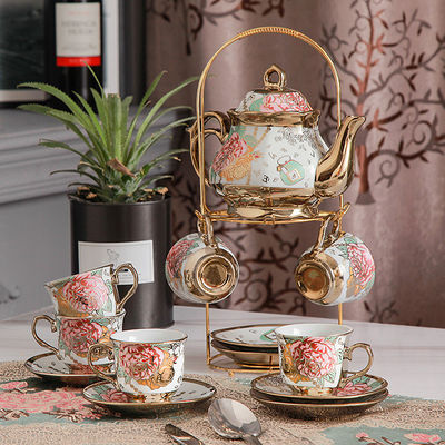 Drinkware Type Koffie Theesets Ethiopische gouden rand Porselein Kftz46