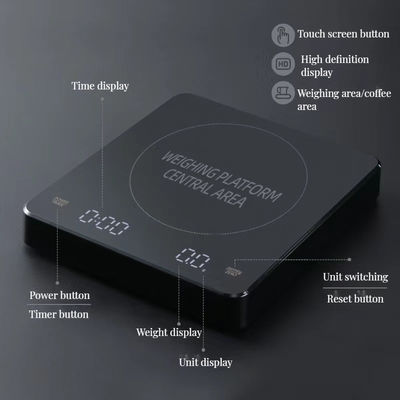 Gemakkelijk te LED Elektronisch Koffieschaal 1-3000g Capaciteit 250mAh Batterij Minimalistisch ontwerp