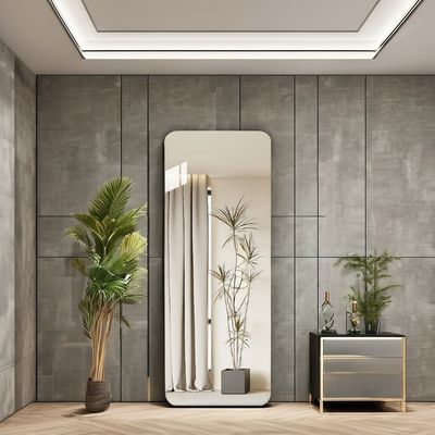 Gepersonaliseerde volle lengte boog vorm badkamer wandspiegel in zwart goud voor kamer decor