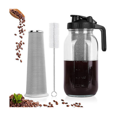 PP Plastic 64oz Keramische koffiemaker met roestvrijstalen filter en slokdeksel