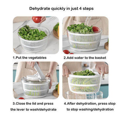 Gepersonaliseerd logo Multifunctionele 5L Bamboe Keukengereedschap Handmatig Salad en Salad Spinner