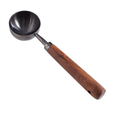 Voorraad 15 ml 30 ml roestvrijstalen koffielepels met lange walnootgreep