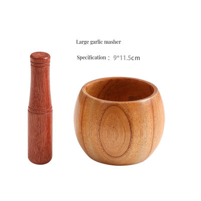 Houten mortel en pestel voor het slijpen van kruiden Knoflook Walnoten Essentiële specerijen 1 stuk