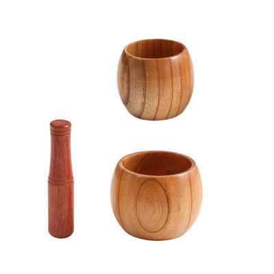 Houten mortel en pestel voor het slijpen van kruiden Knoflook Walnoten Essentiële specerijen 1 stuk