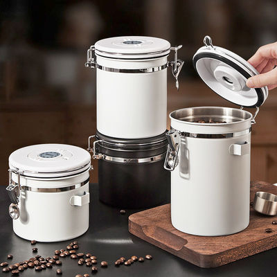 Gepersonaliseerd logo 1500 ml roestvrij staal vacuüm koffiebonen opslagcontainer met handvat