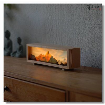 Custom Size Rizhao Jinshan Modern Oplaadbaar Nachtlicht Meili Sneeuwberg Desktop Atmosfeer Licht Canvas Culturele Gift Qianli