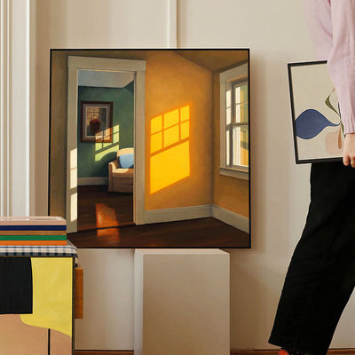 Zwart-goud frame 'Sunshine Window' Still Life Canvas schilderij Format Ladder Belt