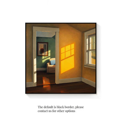 Zwart-goud frame 'Sunshine Window' Still Life Canvas schilderij Format Ladder Belt