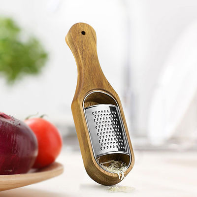 Acacia houtcontainer roestvrij staal haker en kaasgrater voor snelle keuken voorbereiding