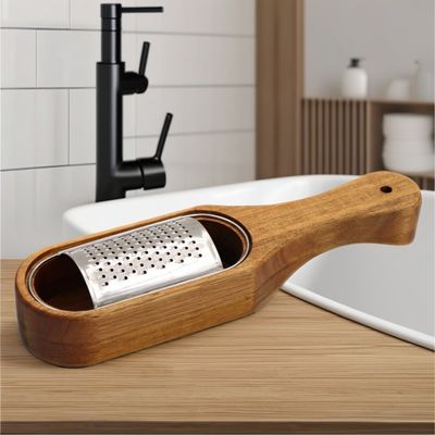 Rustieke keuken opslag kaas versnipper voor groenten handgemaakte acacia houtgrater