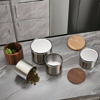 8*7,5 cm gesneden roestvrijstalen koffiepot met modern houten deksel en vacuümdicht