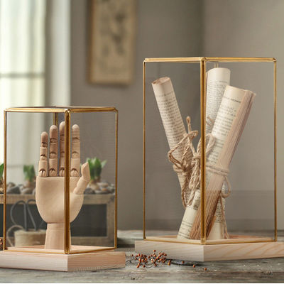 Alle festivals Wandmontage Nostalgie Design Stijl Glas Display Box met houten basis