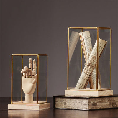 Alle festivals Wandmontage Nostalgie Design Stijl Glas Display Box met houten basis