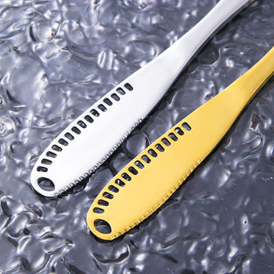 Zilveren topverkoop roestvrij staal botermes Titanium geplatte lange handgreep jam boter spatula westerse tafelgerei crème decoratie mes