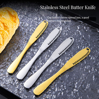 Zilveren topverkoop roestvrij staal botermes Titanium geplatte lange handgreep jam boter spatula westerse tafelgerei crème decoratie mes