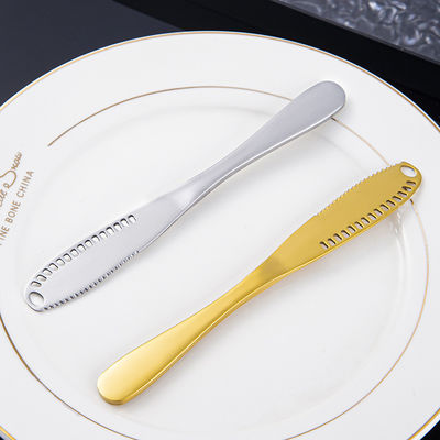 Zilveren topverkoop roestvrij staal botermes Titanium geplatte lange handgreep jam boter spatula westerse tafelgerei crème decoratie mes