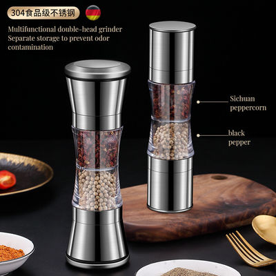 Ontworpen 4 inch roestvrij staal zoutpeper schudders Duurzame bamboe zilver melamine