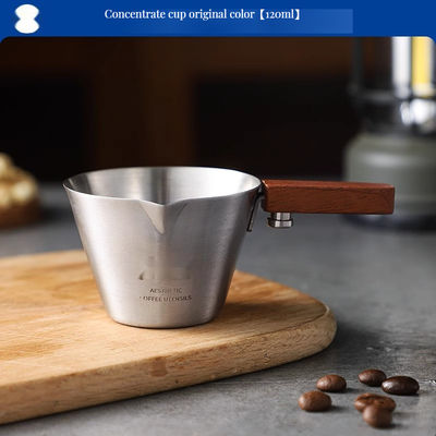 Stocked 120 ml roestvrij staal Espresso Shot meetbeker met spoot handvat Plastic Tool