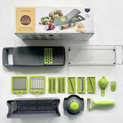 15 stukken Multifunktioneel bamboe handbediende snijmachine voor uien groenten en fruit