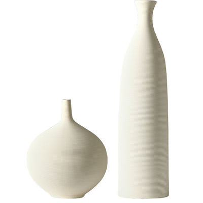 Stijlvolle moderne witte keramische vaas voor woonkamerversiering en verse bloemenarrangements