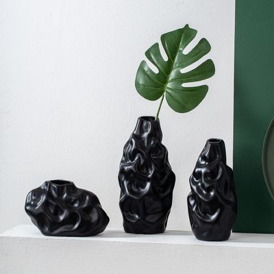 Verzilverde matte kleur onregelmatige keramische vaas voor thuis restaurant hotel decoratie