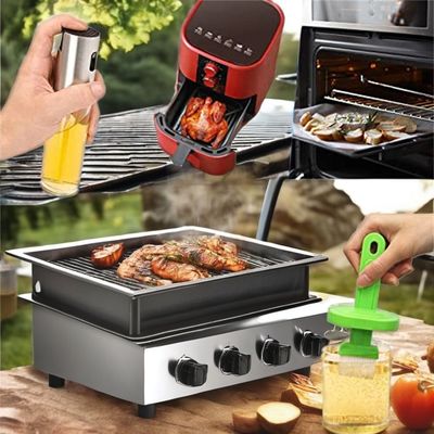 Olijfolie sproeier van roestvrij staal en glas voor campingkeukengereedschap 17.8*4cm