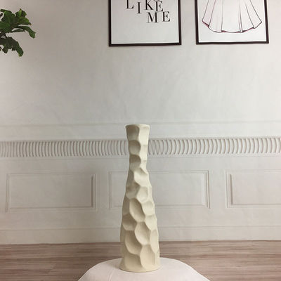 16 inch hoge slanke keramische steenwerk bloemenvaas in wit grijs mat voor tafelpot