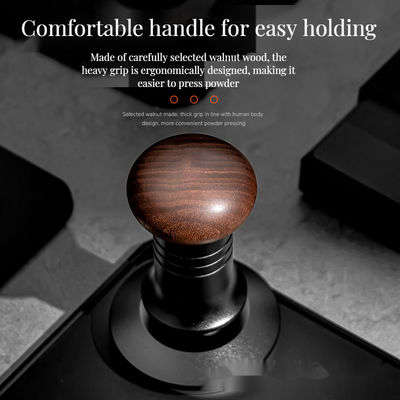 58mm Barista Koffie Tamper Set met massief houten handvat en roestvrij staal rimpel basis