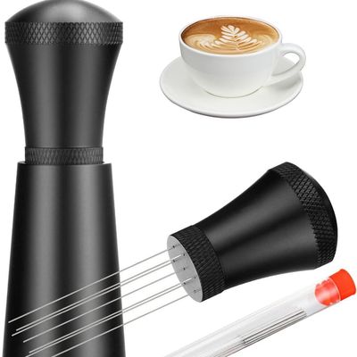 Roestvrij staal koffiepoeder menggereedschap Keramische espresso naald dispenser met stand