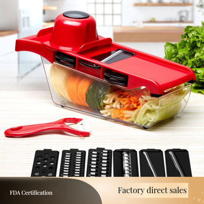 Keuken Essentiële 16-in-1 Metalen Groente Snipper met Bamboe en PP Salad Cutter