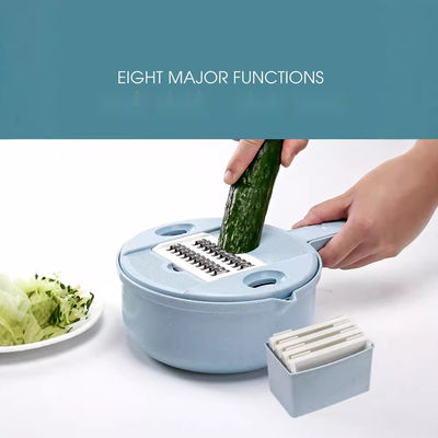 Bamboe Voedsel Duurzaam Keukengereedschap Multifunktioneel Roestvrij staal Fruit Cutter Bowl Slicer