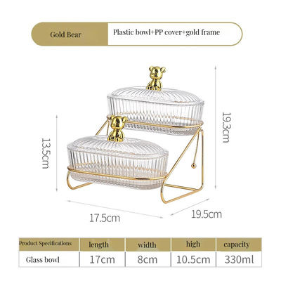 3-Tier Deer Design Glas Serving Tray voor Elegante Partij Desserts Noten Plastic Material