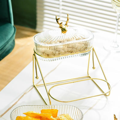 Zeer OEM / ODM Cute Deer Drie-laag gouden glazen bak voor elegante feestversieringen