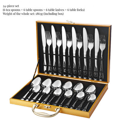 Roestvrij staal hotel bruiloft 24pcs bestek set lepel en vork zilverware luxe goud