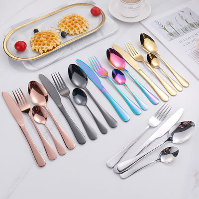 Roestvrij staal hotel bruiloft 24pcs bestek set lepel en vork zilverware luxe goud
