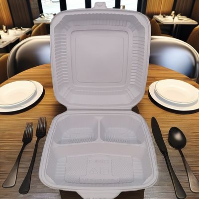 Witte vierkante plastic lunchboxen Stapelbare voedselcontainers met microwave-deksels