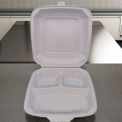 Witte vierkante plastic lunchboxen Stapelbare voedselcontainers met microwave-deksels