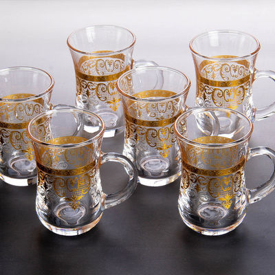 2024 Goud Patroon Turkse Kristal Glasbeker Set Elegante Retro Design voor elke gelegenheid