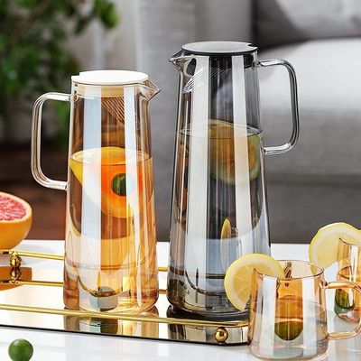 Glas IJste thee Limonade Drank Jug Set met deksels Handle en mok in voorraad