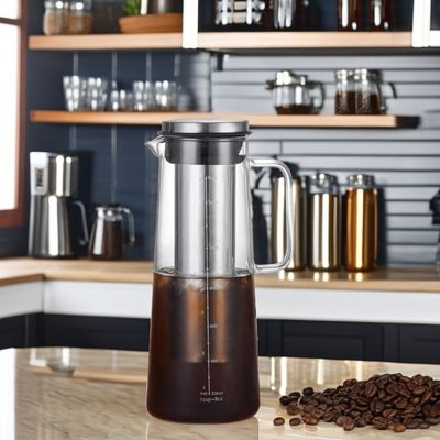 Productie 1L/1.4L hoge borosilicaat glas waterfles met roestvrijstalen filter