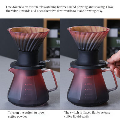 Handgemaakte borosilicaat glas overgieten koffie thee set met roestvrij staal koffiefilter