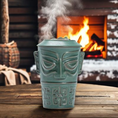 Zakencadeautjes Grote keramische mok met deksel en lepel van Sanxingdui Cultural