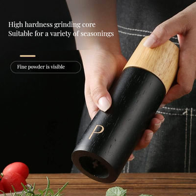 Gepersonaliseerd logo verstelbare 7 inch eiken hout zout en peper molen set met keramische kern