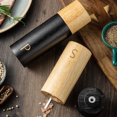 Pepper Mill Zout 7-inch verstelbare keramische kern handmatige eiken houten shakers met grind