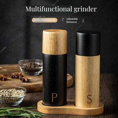 Pepper Mill Zout 7-inch verstelbare keramische kern handmatige eiken houten shakers met grind