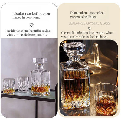 Home Hotel Restaurant Design Stijl Klassieke loodvrije kristallen decanter voor Rock Whisky Drinks